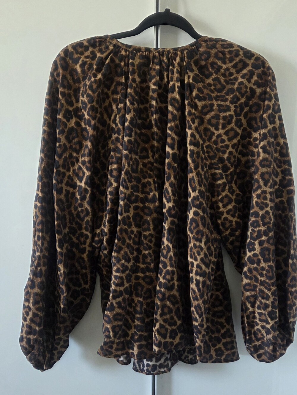 NWOT H&M Leopard Print Long-Sleeve Blouse in Brown and Black L